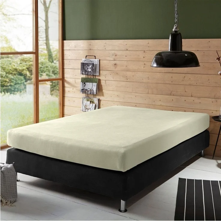 Erwin Müller 'Freising' Spannbettlaken, Gummizug: Rundumgummi, 1 Stück, Elasthan-Jersey-Stretch Uni, Natur, Boxspringbett - 90x190 cm - 100x220 cm – Bild 3