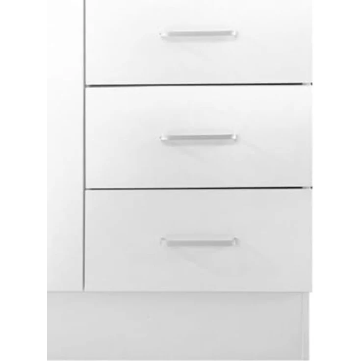 Dmora Kleiderschrank mit drei Türen und zwei Schubladen mit Einlegeböden und Kleiderstange, Farbe weiß, Maße 120 x 170 x 50 cm – Bild 4