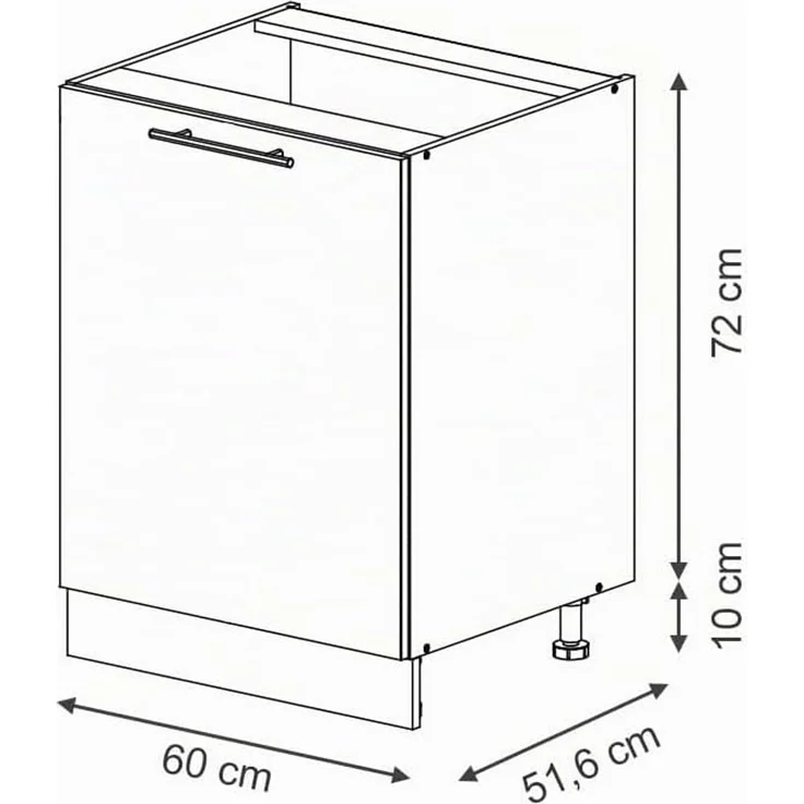Küchenunterschrank Fame-Line Goldkraft Eiche/Anthrazit 60 cm 1 Tür ohne Arbeitsplatte Vicco – Bild 3