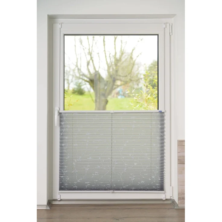 K-home Klemmfix-Plissee, Elba Bedruckt Grau, 80x210 cm (B x L) Modern – Bild 4