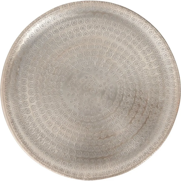 Marrakesch Orient & Mediterran Interior Dekotablett Vintage Tablett Serviertablett Deko Jinan Silber 30cm, Handarbeit – Bild 1