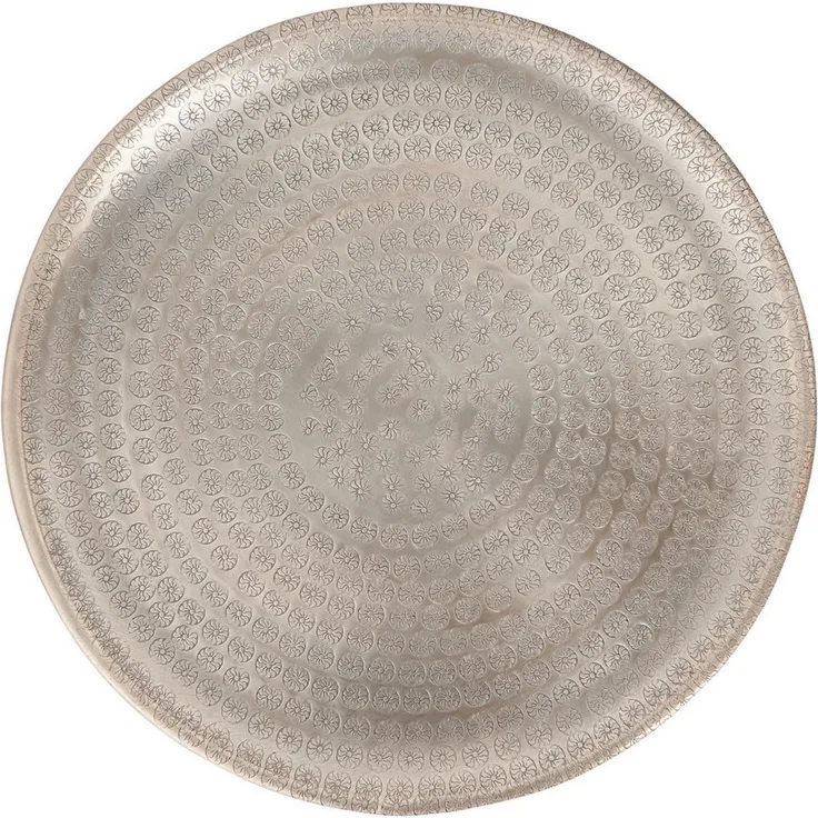 Marrakesch Orient & Mediterran Interior Dekotablett Vintage Tablett Serviertablett Deko Jinan Silber 30cm, Handarbeit