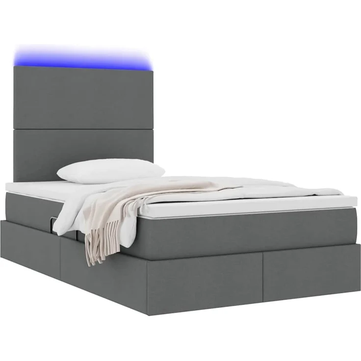 vidaXL LED-Speicherbett mit Matratze Dunkelgrau 120 x 200 cm Stoff 3372346 – Bild 3