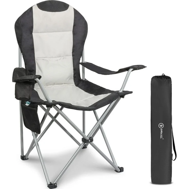 HOMECALL Campingstuhl Hochlehner Klappstuhl Gartenstuhl Angelstuhl mit Angenehme Polsterung (Packung, 1 St), bis 150KG, mit Seitentaschen und Getränkehalter für Camp Garten Balkon – Bild 1