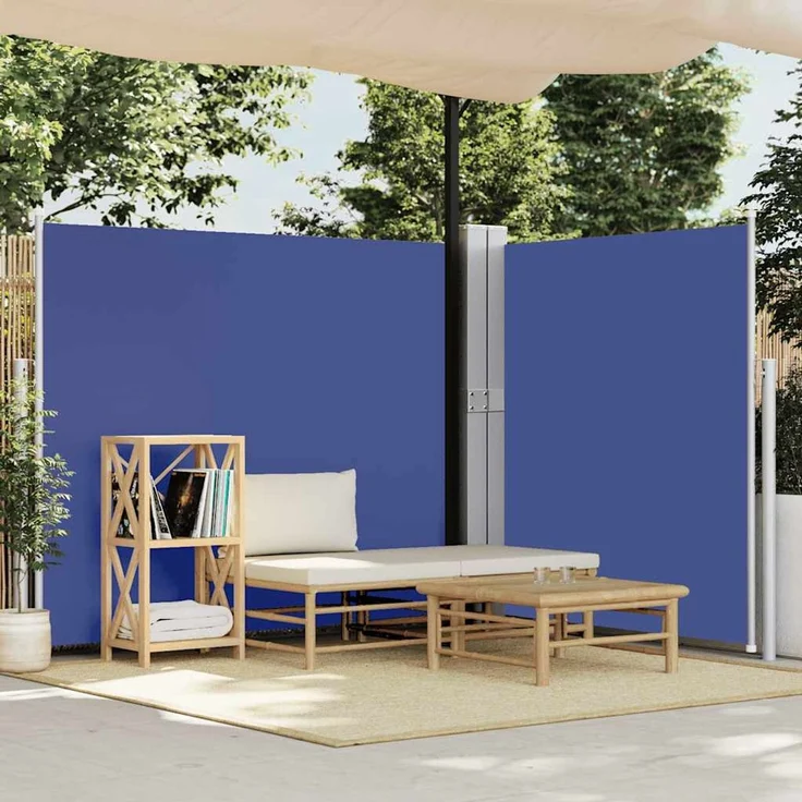 Ausziehbare Seitenmarkise, Sichtschutz 170x1200 cm Blau – Bild 3