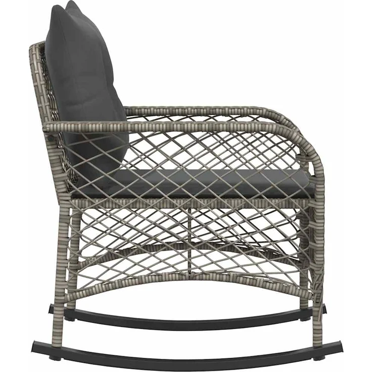 vidaXL Garten-Schaukelstuhl mit Kissen Grau Poly Rattan 4104195 – Bild 4