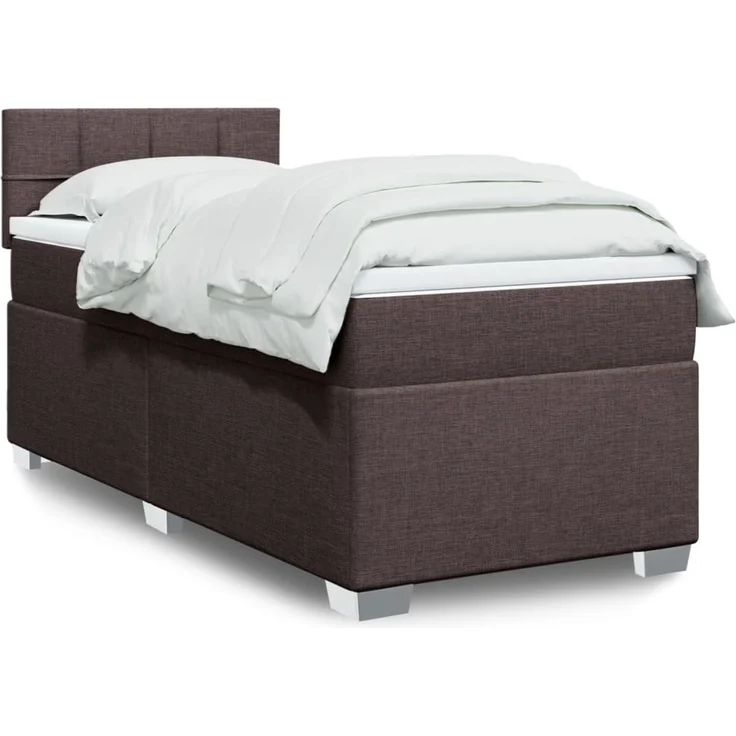 vidaXL Boxspringbett mit Matratze Dunkelbraun 100x200 cm Stoff 3285802 – Bild 1