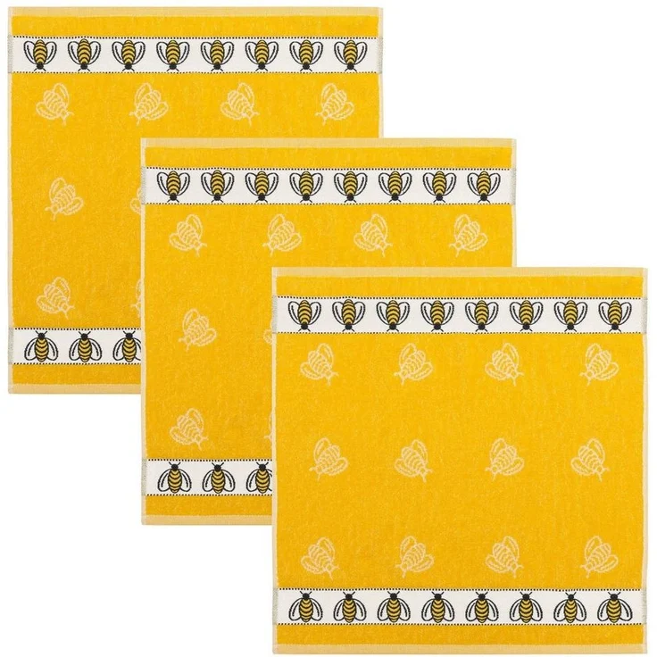 Kracht Geschirrtuch Bienen, (3-tlg, 3-teilig), 3er Pack Frottee Küchenhandtücher (3 Stück), ca. 50x50cm Baumwolle – Bild 1