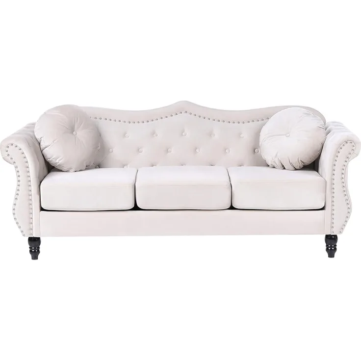 Sofa 3-Sitzer SKIEN Samtstoff Hellbeige