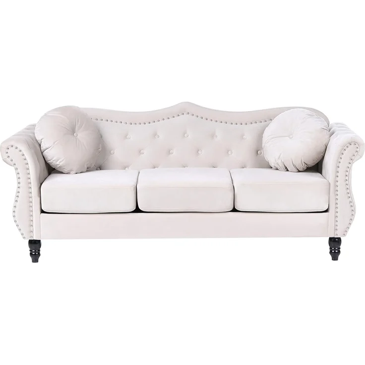 Sofa 3-Sitzer SKIEN Samtstoff Hellbeige – Bild 1