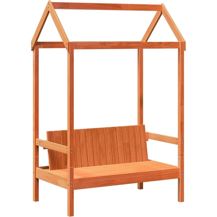 vidaXL Massivholzbett und Bank mit Dach Orange 75x190 cm Kiefernholz 3282185 – Bild 4