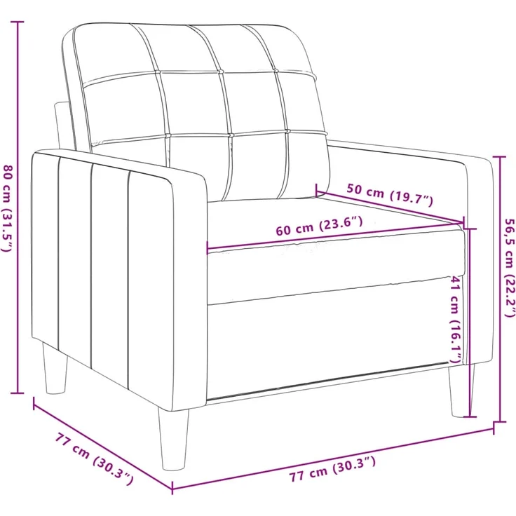 vidaXL Sessel Schwarz 60 cm Samt 4007609 – Bild 7