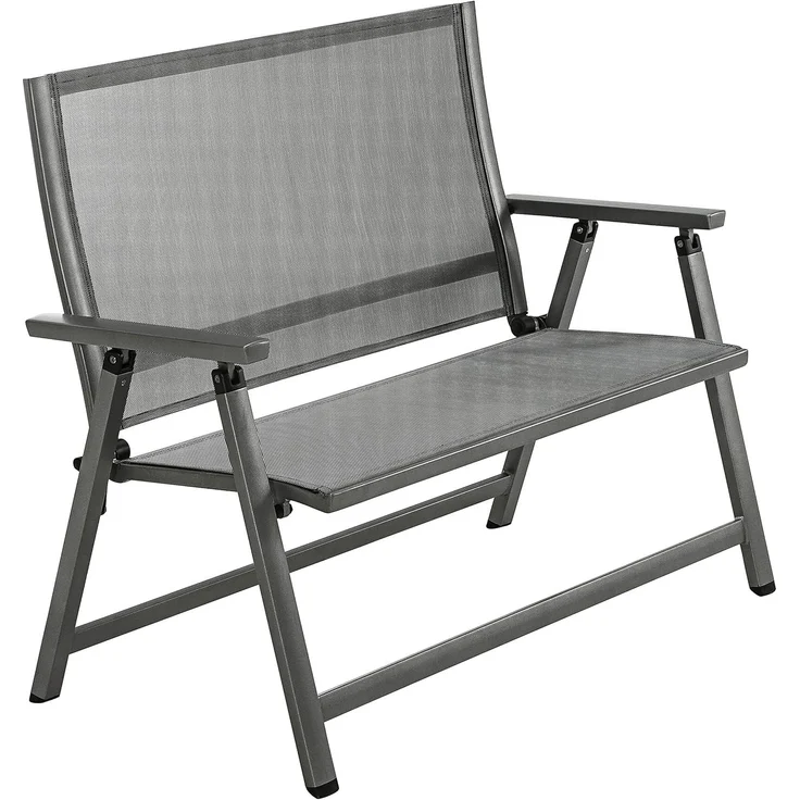 Dehner Klappbank Chicago | 2-Sitzer mit Rückenlehne und Armlehnen | komfortable Sitzbank | klappbar, wetterfest | Aluminium, Textilene | Gartenbank, Parkbank, Doppelbank | ca. 106 x 97 x 59. 5 cm – Bild 5