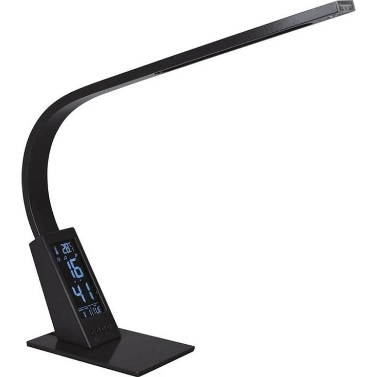 MeLiTec LED Schreibtischlampe T153, warmweiß, LED, Nachttischleuchte, Schreibtischleuchte, LCD-Uhr, Lampe, Wecker, anthrazit – Bild 3