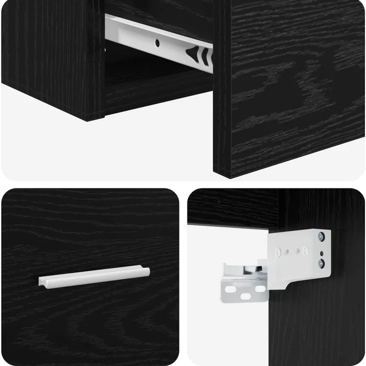 vidaXL Wandmontierter Waschbeckenunterschrank Schwarz Eichen-Optik 890311 – Bild 6