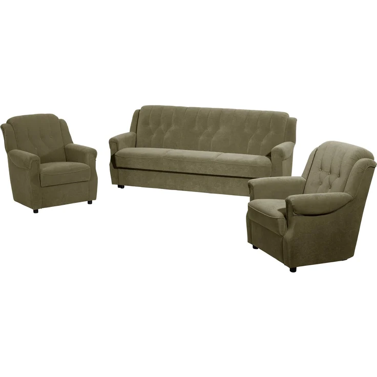 Sofa 3-Sitzer mit Bettfunktion Kaylyn Flockstoff grün – Bild 9