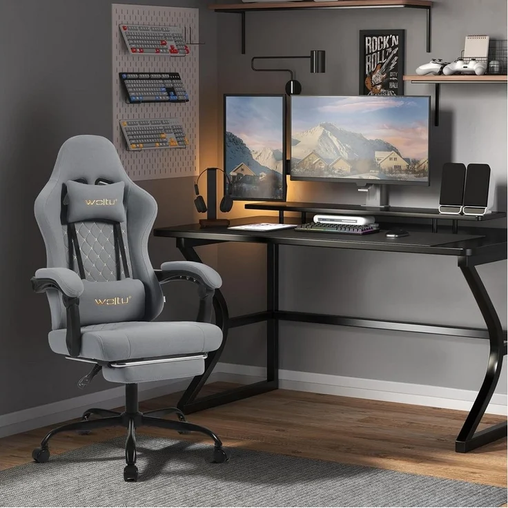 Woltu Gaming-Stuhl (1 St), mit Massagefunktion, ergonomisch, 150 kg, Netzstoff – Bild 3