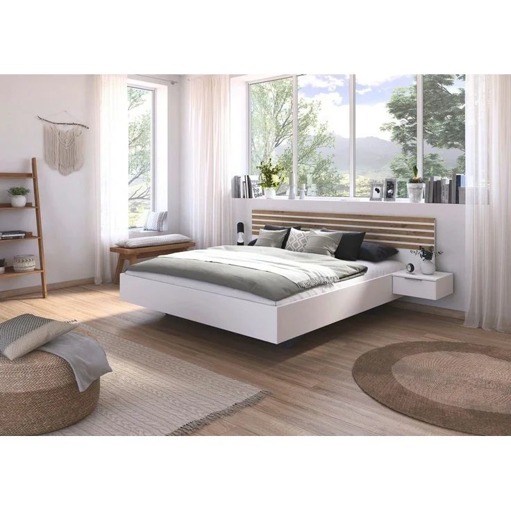 rauch Bettanlage Doppelbett Futonbett LAMELLA in schwebender Optik, (Bett 160x200 oder 180x200 cm), mit eleganter Lamellenabsetzung und 2 Hängenachttische MADE IN GERMANY – Bild 1