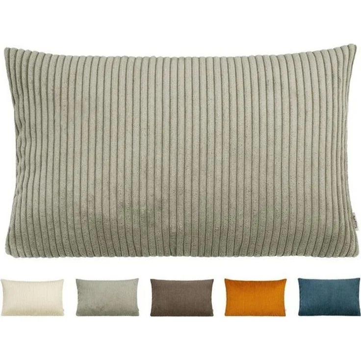 beties Kissenbezug HYggelig No. 2, (1 Stück), Samt-Breit-Cord Deko-Kissenhülle ca. 30x50 cm taupe-grau – Bild 4