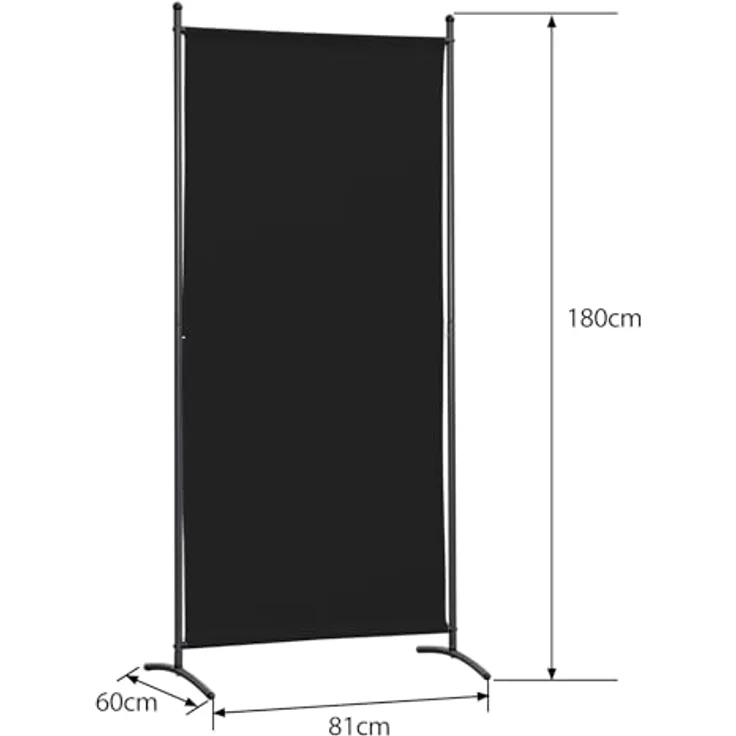 Angel Living Paravent Raumteiler-Paravent, 81x180 cm Sichtschutz aus Stahl & Polyester (1 St), Balkon-Trennwand in Schwarz – Bild 4