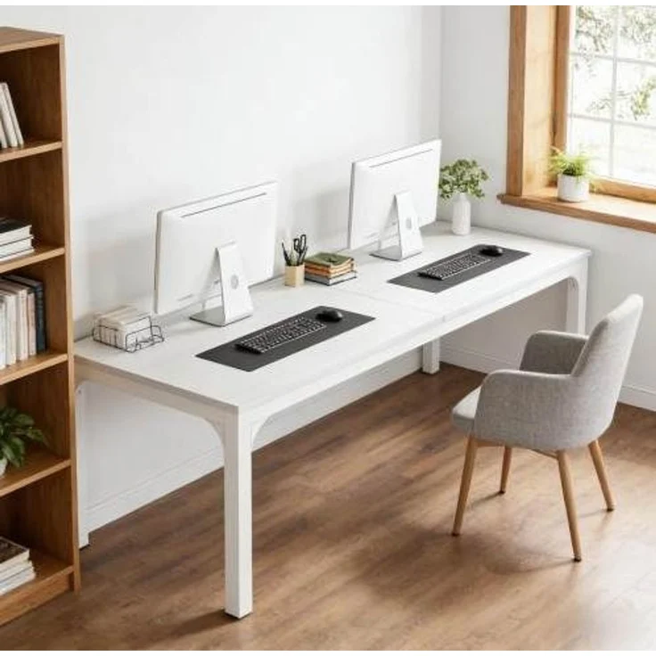 Esstisch mit MDF-Platte und Metallgestell, 200x70x75 cm, Weiß – Bild 4