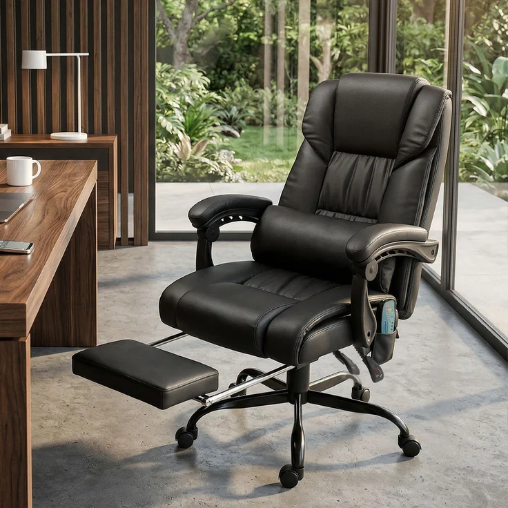 MELAYR, Bürostuhl mit 6-Punkt-Massage, hoher Rückenlehne, 66 x 75 x 122 cm, Schwarz – Bild 4