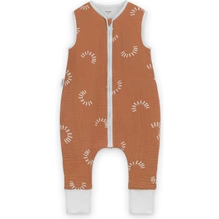 Ehrenkind® Baby Sommerschlafsack mit Füßen Musselin | aus weicher OEKO-TEX zertifizierter Bio-Baumwolle | Sommer Baby Schlafsack 1 TOG Gr. 70 Farbe Zimt Gemustert – Bild 2