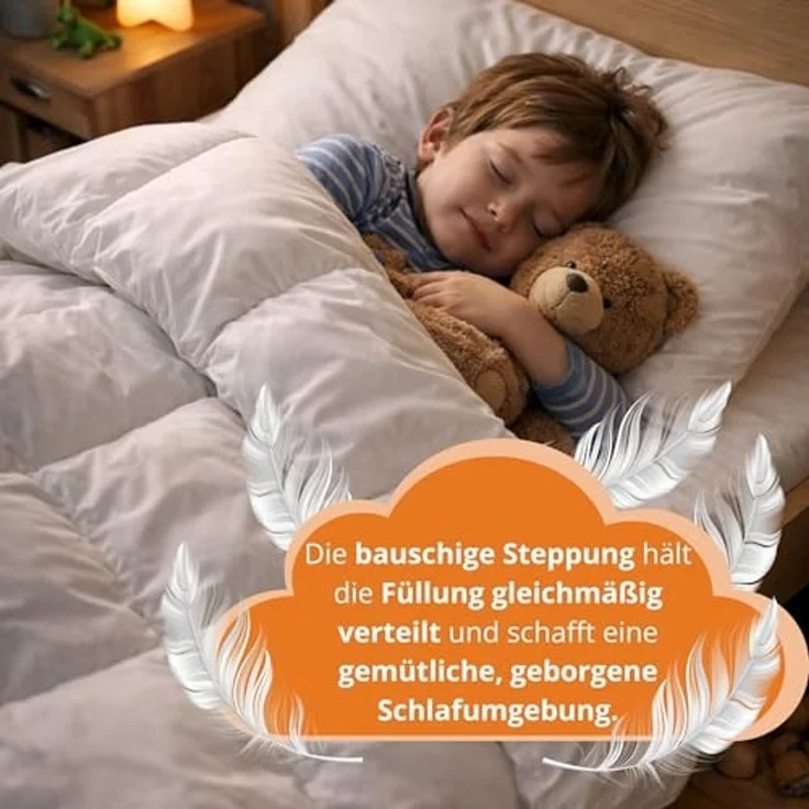 sleepling Kinderbettdecke Daunendecke für Kinder, 100x135 cm, Füllung: 90% Daunen, 10% Federn, Made in EU – Bild 2