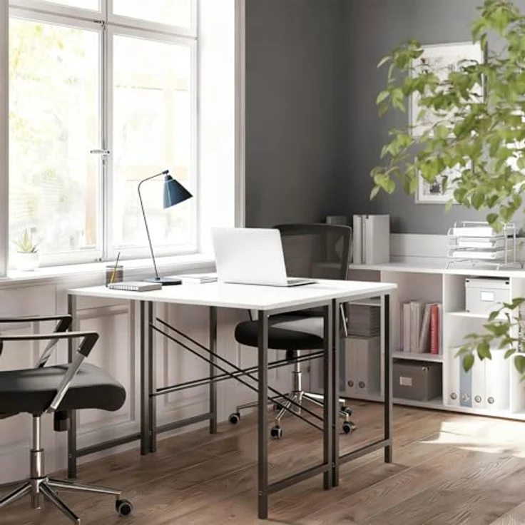 DUMOS Schreibtisch Computertisch Bürotisch mit Kopfhörer Halter und Aufbewahrungstasche Kleiner Schreibtisch Arbeitszimmer Holz PC Tisch Officetisch für Home Office – Bild 4