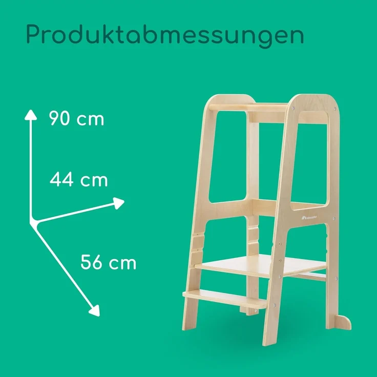 Bebeconfort Hoya, Montessori Lernturm Kinder, 1,5–6 Jahre (10–30 kg), 3-Stufig Höhenverstellbar, Sicherheitszertifikat, 6,2 kg Leichter Tritthocker Kinder, Langlebiges Design, Natural Wood – Bild 8