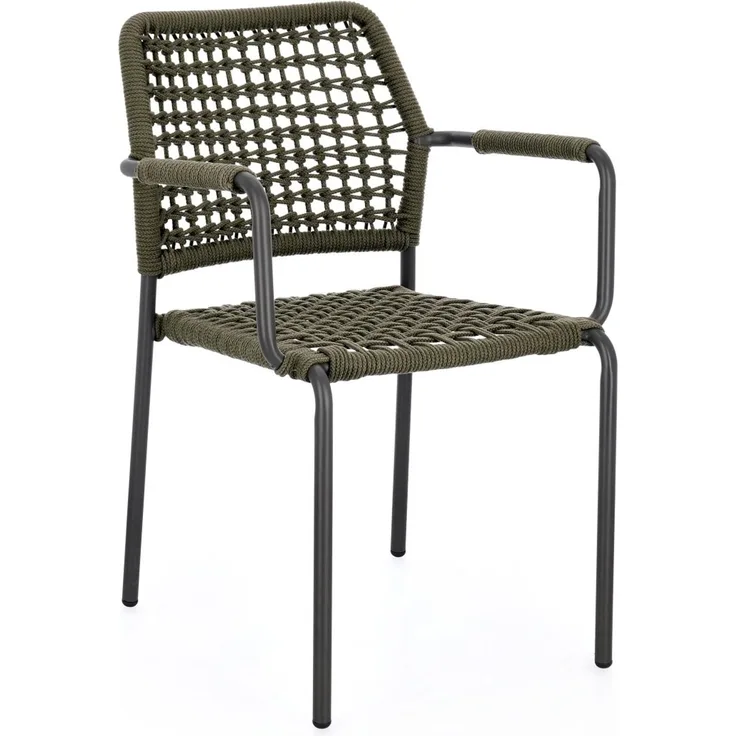 Gartenstuhl Adajra aus Aluminium, modernes Design, stapelbar, Grün Anthrazit, Outdoor