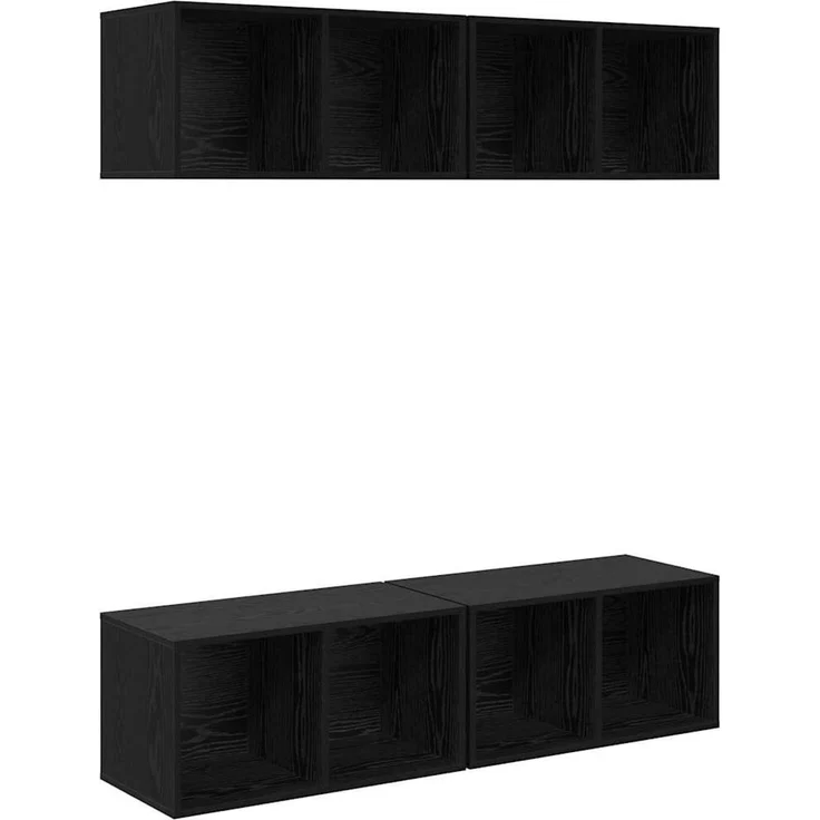 TV-Schrankset 4 pcs, Lowboard TV Schwarz Eichen-Optik 37 x 37 x 72 cm – Bild 2