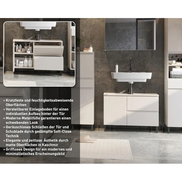 GERMANIA Waschbeckenunterschrank Scantic (1-St) mit Siphonausschnitt – Bild 6