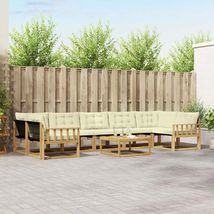 vidaXL Outdoor-Sofagarnitur 8 pcs Weiß und Creme 79 x 79 x 37 cm 3388512