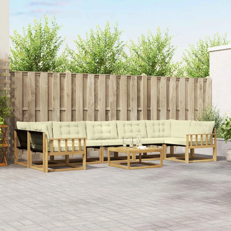vidaXL Outdoor-Sofagarnitur 8 pcs Weiß und Creme 79 x 79 x 37 cm 3388512 – Bild 1