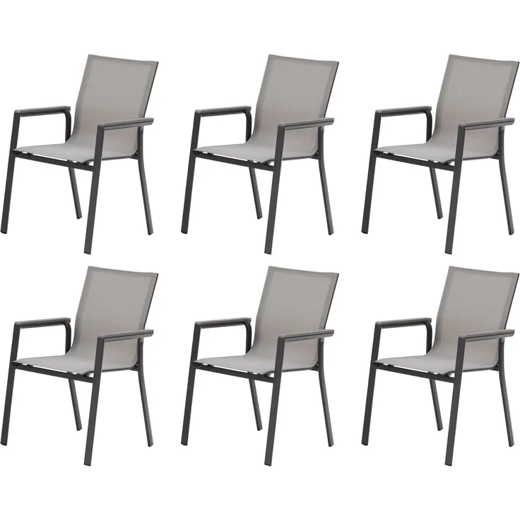 Gardissimo CATANIA 6x Alu Stapelsessel Nonwood Sessel stapelbar grau ( GD )