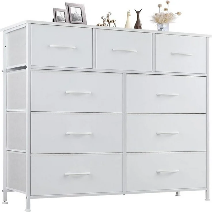 DUMOS Schubkastenkommode Kommode mit Schubladen, Ablageschrank aus Stoff Schubladenschrank (für Schlafzimmer, Wohnzimmer, Kinderzimmer, Flur, Aufbewahrungsschrank), mit Metallgestell Schubladen aus Stoff – Bild 1