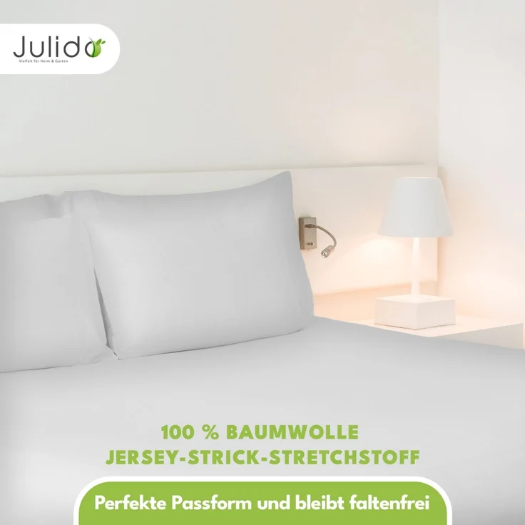 Jersey Spannbettlaken 180-200x200cm 100% Baumwolle Weiss – Bild 5