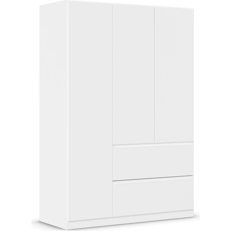 rauch Kleiderschrank, Drehtürenschrank COSTA, 3-türig, 2 Schubkästen, push-to-open, Alpinweiß, 136 x 197 x 54 cm – Bild 3