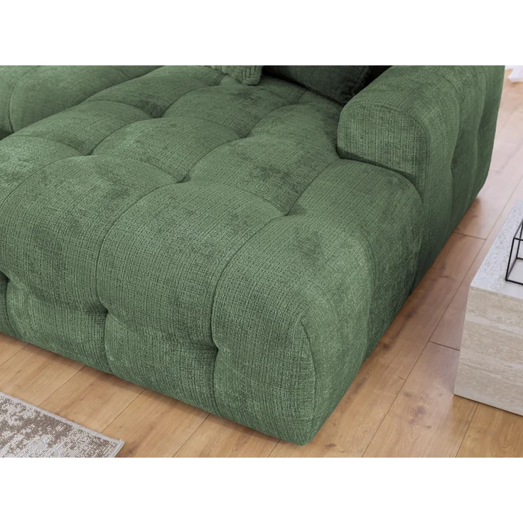 luma-home Wohnlandschaft U-Form 6-Sitzer, raffinierte Steppungen, Chenille-Bezug in Grün, 323 x 161 x 79cm – Bild 5