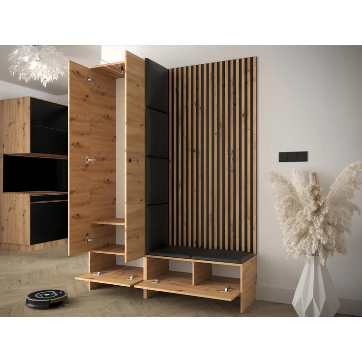 Garderoben-Set Melire III (Farbe: Artisan Eiche / Artisan eiche + Schwarz, Abriamo 03) – Bild 3