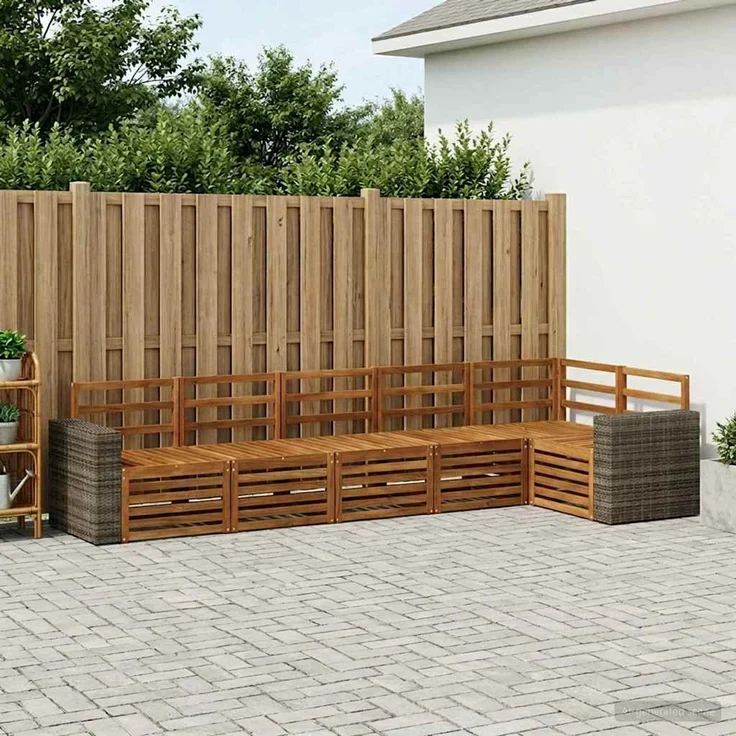vidaXL Outdoor-Sofagarnitur 6 stk. 6-Sitzer Natur Massivholz Akazie 3384425 – Bild 1
