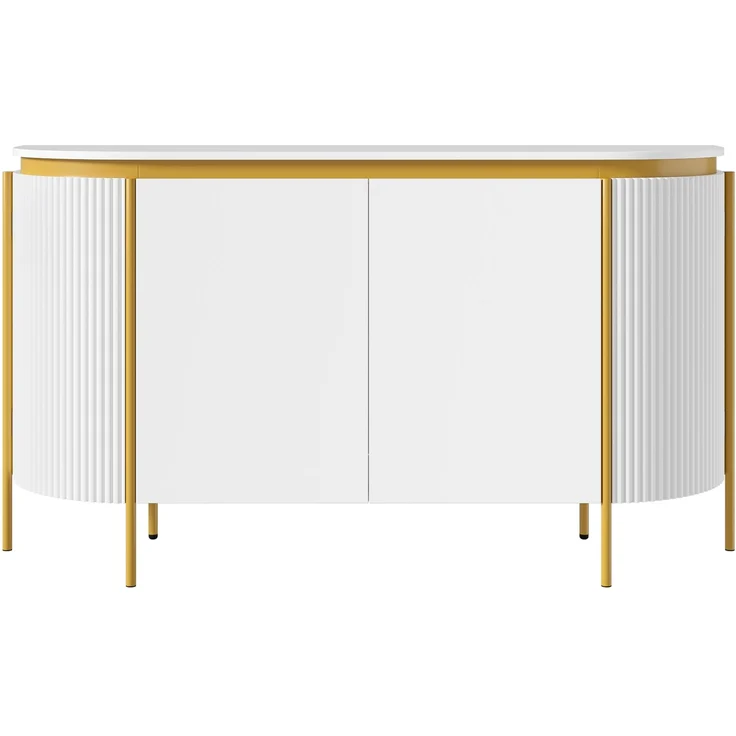 ZUBALIYA Sideboard 140x38x80 cm, mit 4 Türen, aus MDF, Weiß – Bild 19
