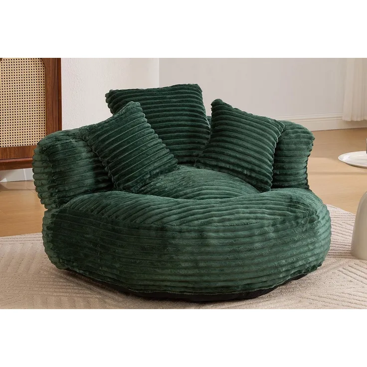 LVHOM Sitzsack 108x108x52cm Chenille Premium Sofa mit 3 extra Kopfkissen (Kuschelig & Atmungsaktiv, Einzelsitzer-Lounge, komplett komprimiert geliefert. Perfekt für Ruhe, Lesen, Gaming & Nickerchen. Ideal für Wohnzimmer, Schlafzimmer, Spielzimmer & Off...