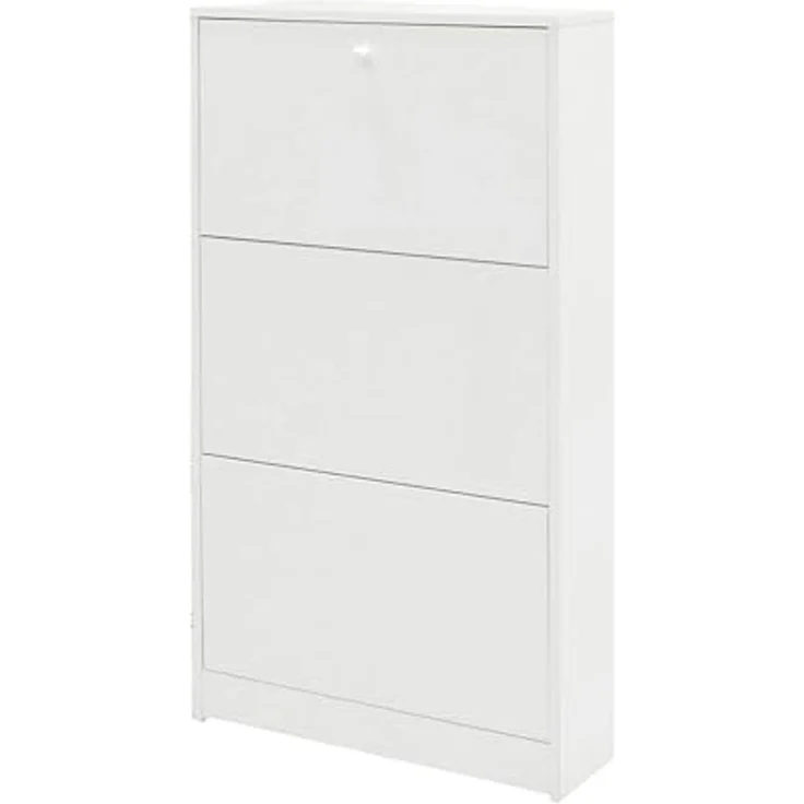 Dmora Schuhschrank mit DREI Türen und Klappen aus Holz, Farbe: Weiß, 62 x 18 x 114 cm – Bild 3