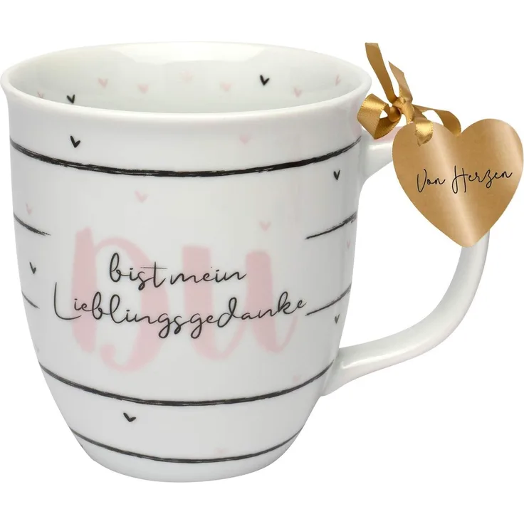 GRUSS & CO Tasse Motiv "Lieblingsgedanke" | Sprüchetasse, Porzellan, 40 cl | Geschenk Verliebte, Freund | 46748