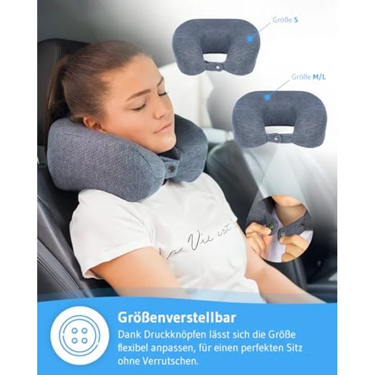 Nackenhörnchen ANDAR QuickDry aus Visco Schaum, ergonomisches Reisekissen, leicht zu transportieren – Bild 6