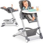 Hauck Hochstuhl Grow Up - Melange Grey, Babystuhl & Babyliege ab Geburt mit Tisch höhenverstellbar klappbar