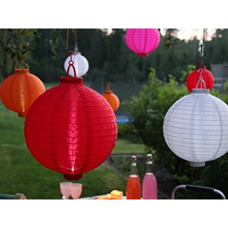 LED Solar-Lampion ,Festival', Dämmerungssensor, outdoor, 22cm, pink – Bild 3