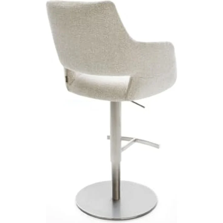 Barstuhl Yago-Flex Webstoff Soft Beige Drehfuß höhenverstellbar Edelstahl Silberfarben Taschenfederkern – Bild 6